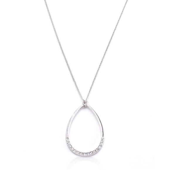 Silvertone Crystal Teardrop Necklace
