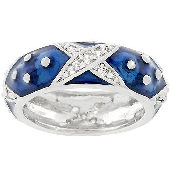 Marbled Navy Blue Enamel Ring