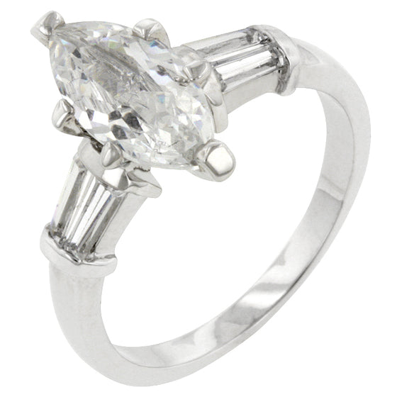 Silvertone Marquise Centerpiece Ring