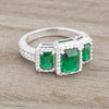 Rita 2.3ct Emerald CZ Rhodium Classic Trio Ring